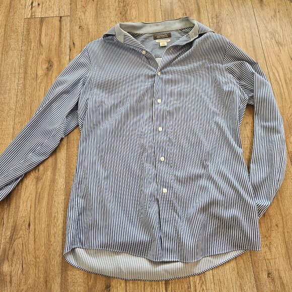 Denver Hayes Never-iron Slim Fit Medium Striped Long Sleeve Dress Shirt - Picture 1 of 3